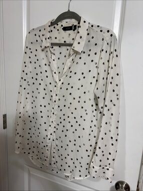Apt. 9 White Shirt with Black Polka Dots